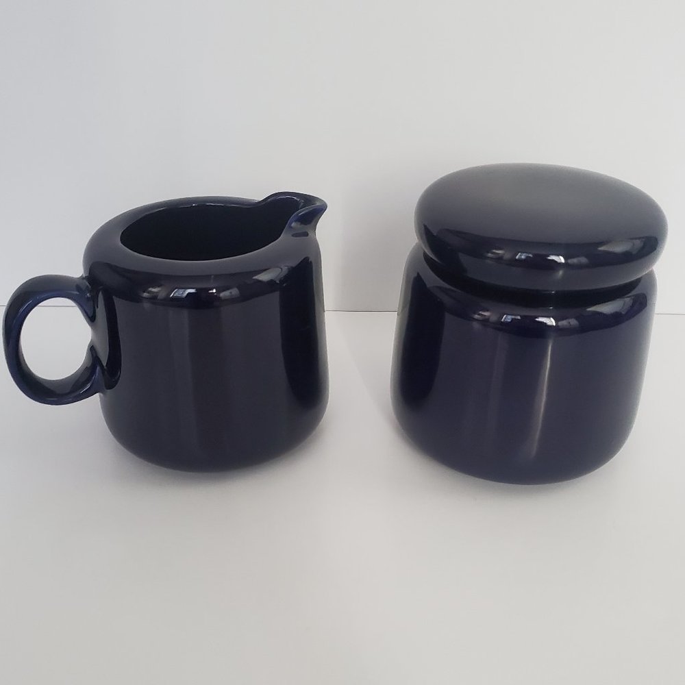Minimalist Blue Ceramic Cream & Sugar server set